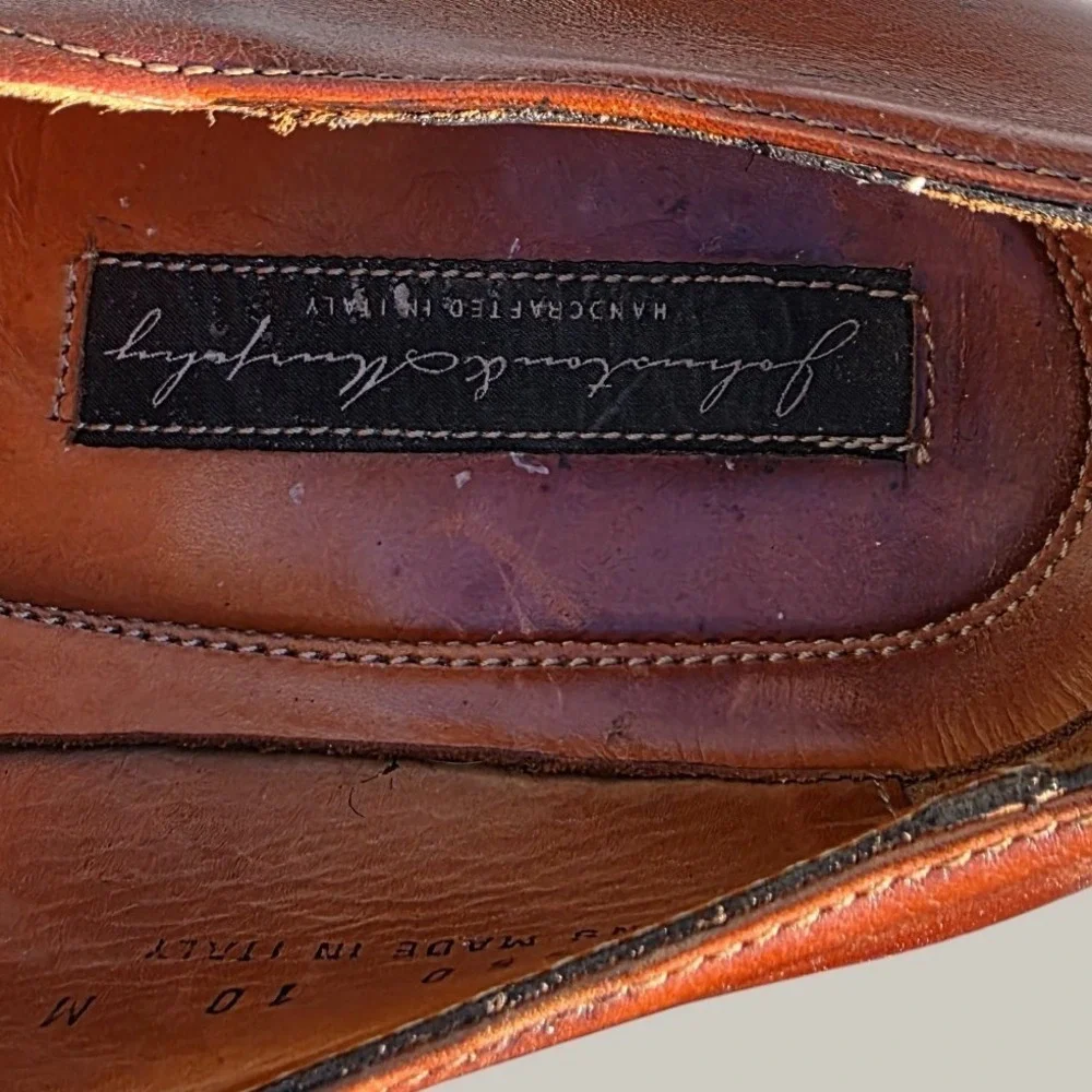 Johnston & Murphy‎ Handcrafted in Italy Mens 10M Brown Medallion Toe Loafers